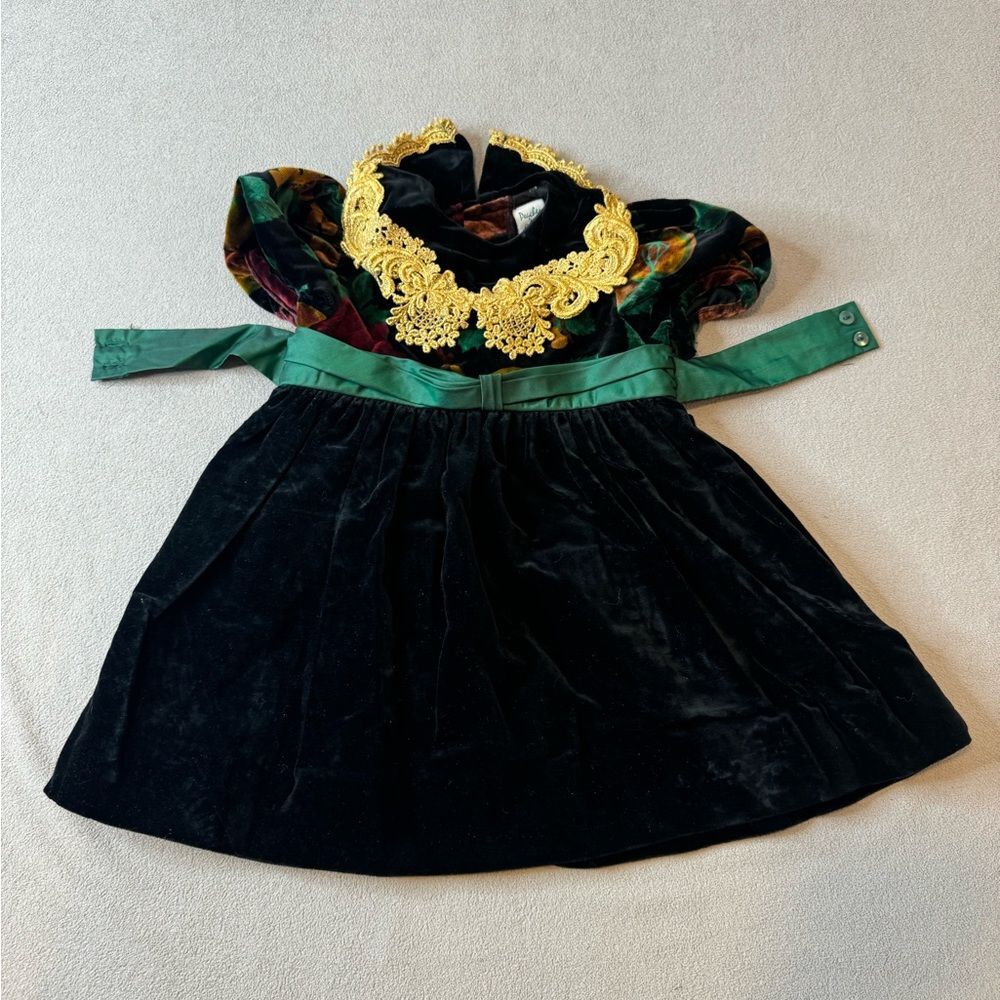 Peaches N Cream Toddler Girl Dress Size 2T Holiday Velvet Floral Black